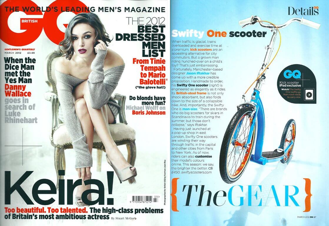 swifty scooters folding adult scooter in GQ magazine